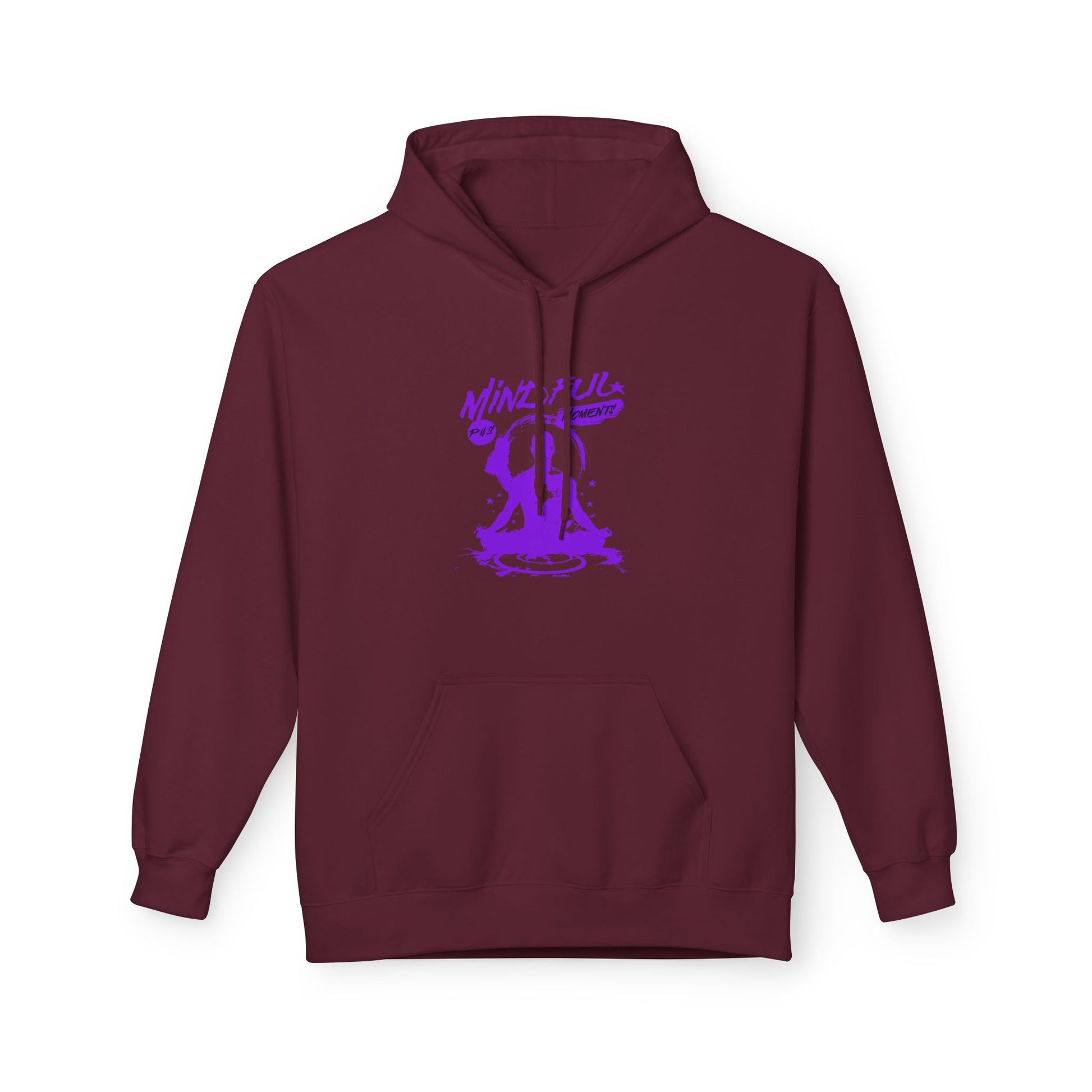 Maroon | 'Mindful Zen' Purple Spiritual Graphic Fleece Hoodie