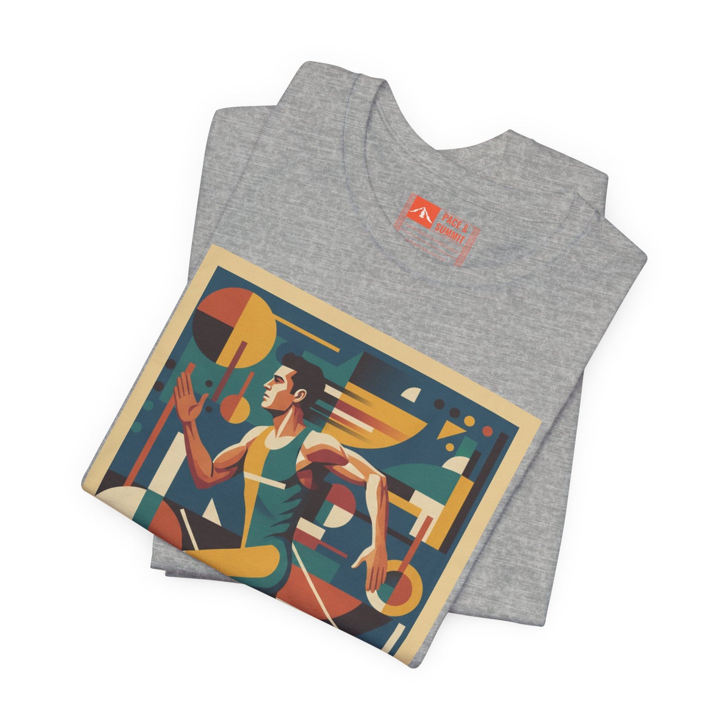 'Runner Geometric Art' Retro Athletic Poster Design Tee