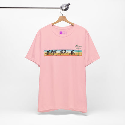 Pink | 'Beach Ride' Retro Geometric Cycling Fashion Tee