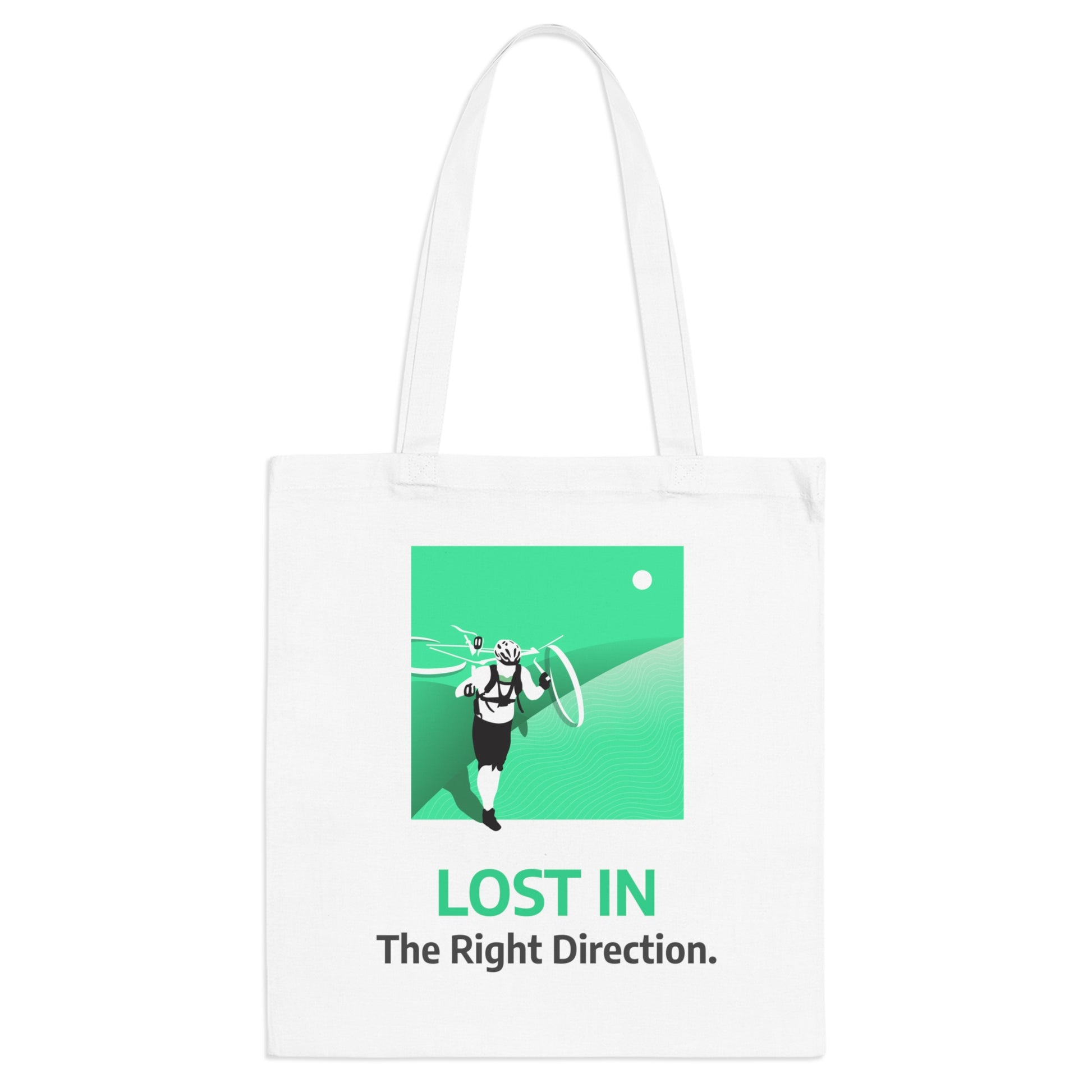 White | 'Lost In The Right Direction' Motivational Canvas Tote