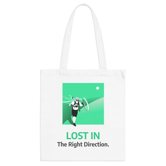 White | 'Lost In The Right Direction' Motivational Canvas Tote