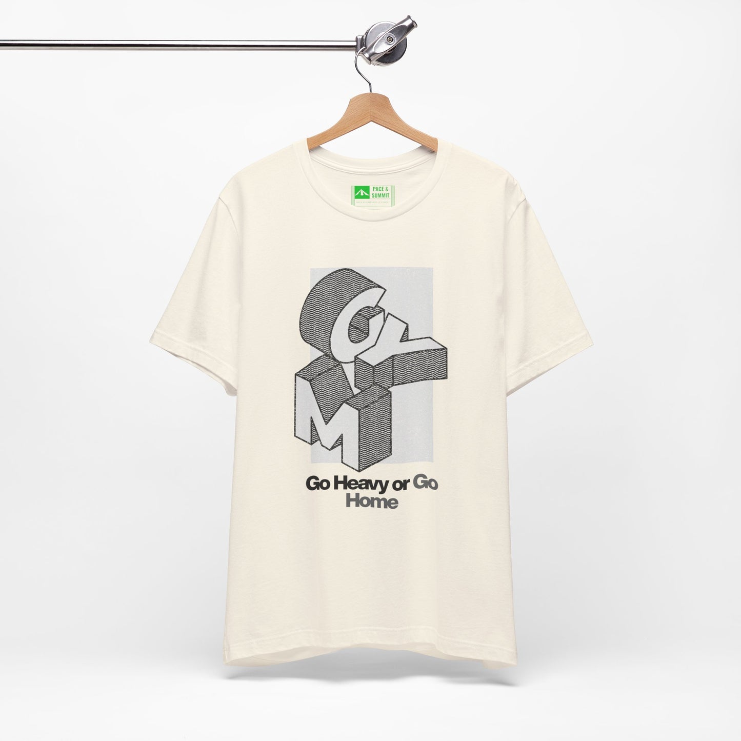 Natural | 'Go Heavy' 3D Block Gym Culture Tee