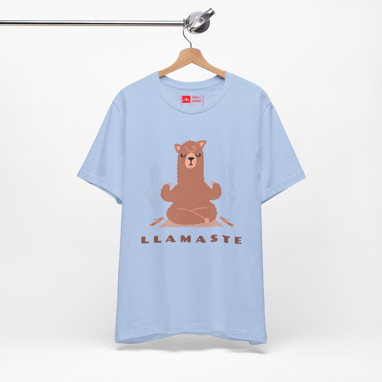 Tropical Blue | 'Llamaste' Yoga T-Shirt  Cute Meditating Llama Graphic Tee & Zen Meditation Gift