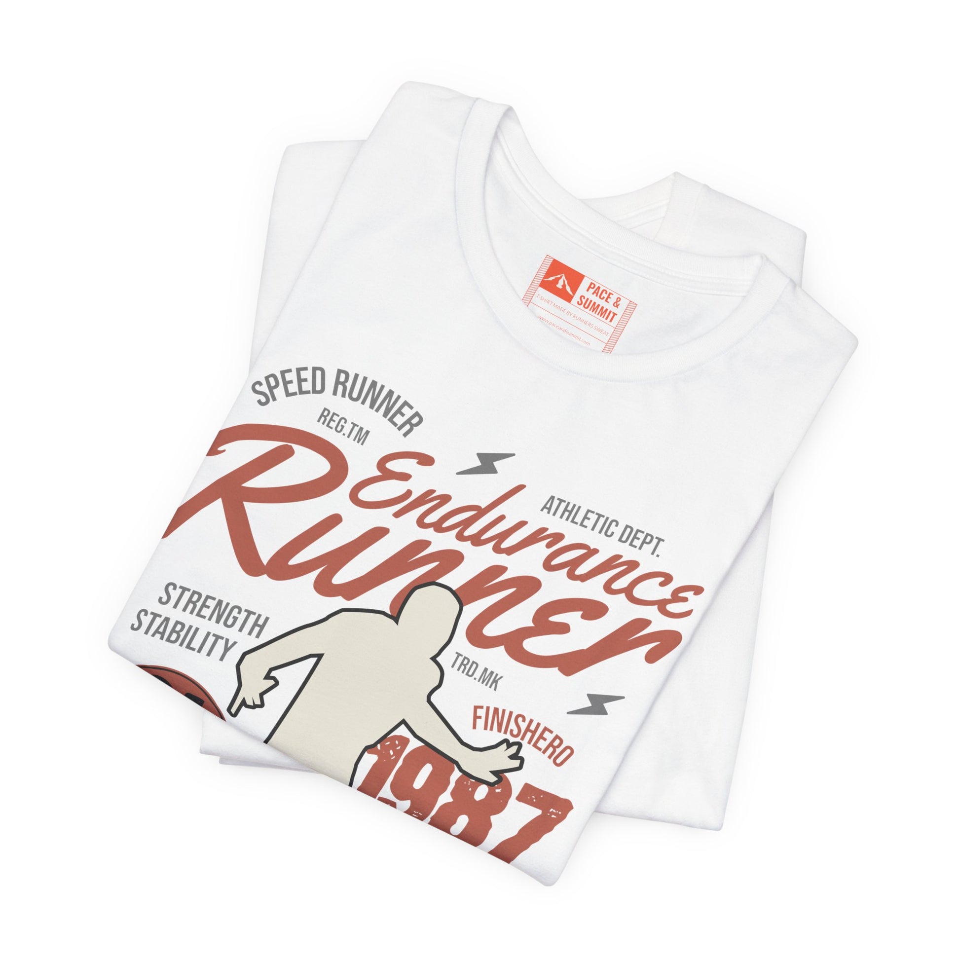 White | 'Endurance 1987' Vintage Marathon Runner Graphic Tee 