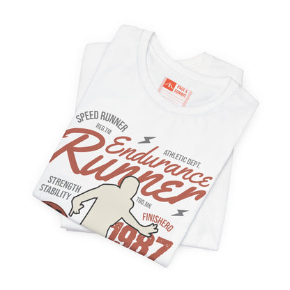 White | 'Endurance 1987' Vintage Marathon Runner Graphic Tee 