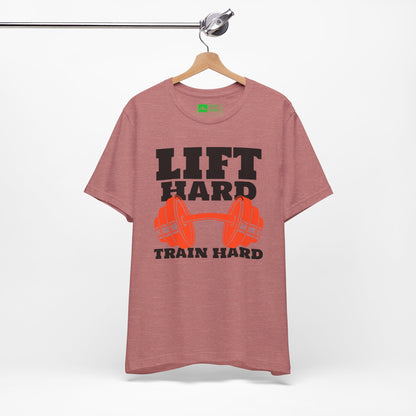 Rose Gold | 'Lift Hard Train Hard' Weightlifting Gym T-Shirt