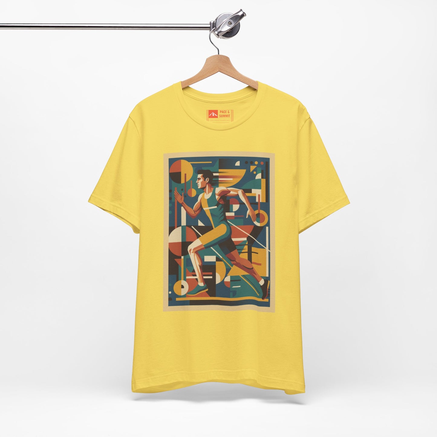 'Runner Geometric Art' Retro Athletic Poster Design Tee