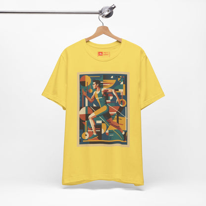 'Runner Geometric Art' Retro Athletic Poster Design Tee