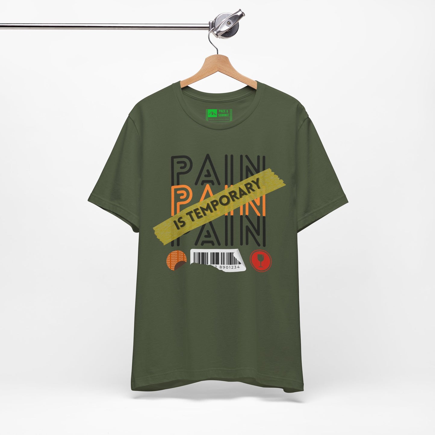 Military Green | 'Pain Is Temporary' Motivational Graphic Tee