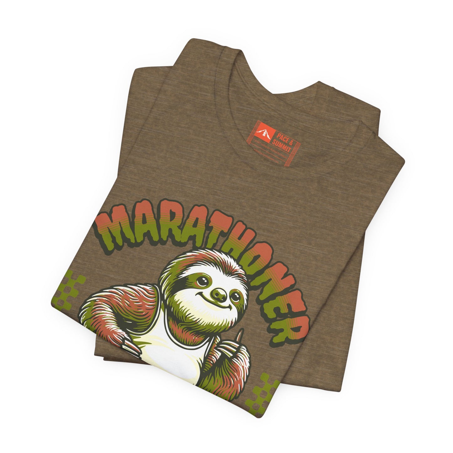 Military Green | 'Marathoner Sloth' Funny Running Graphic Tee