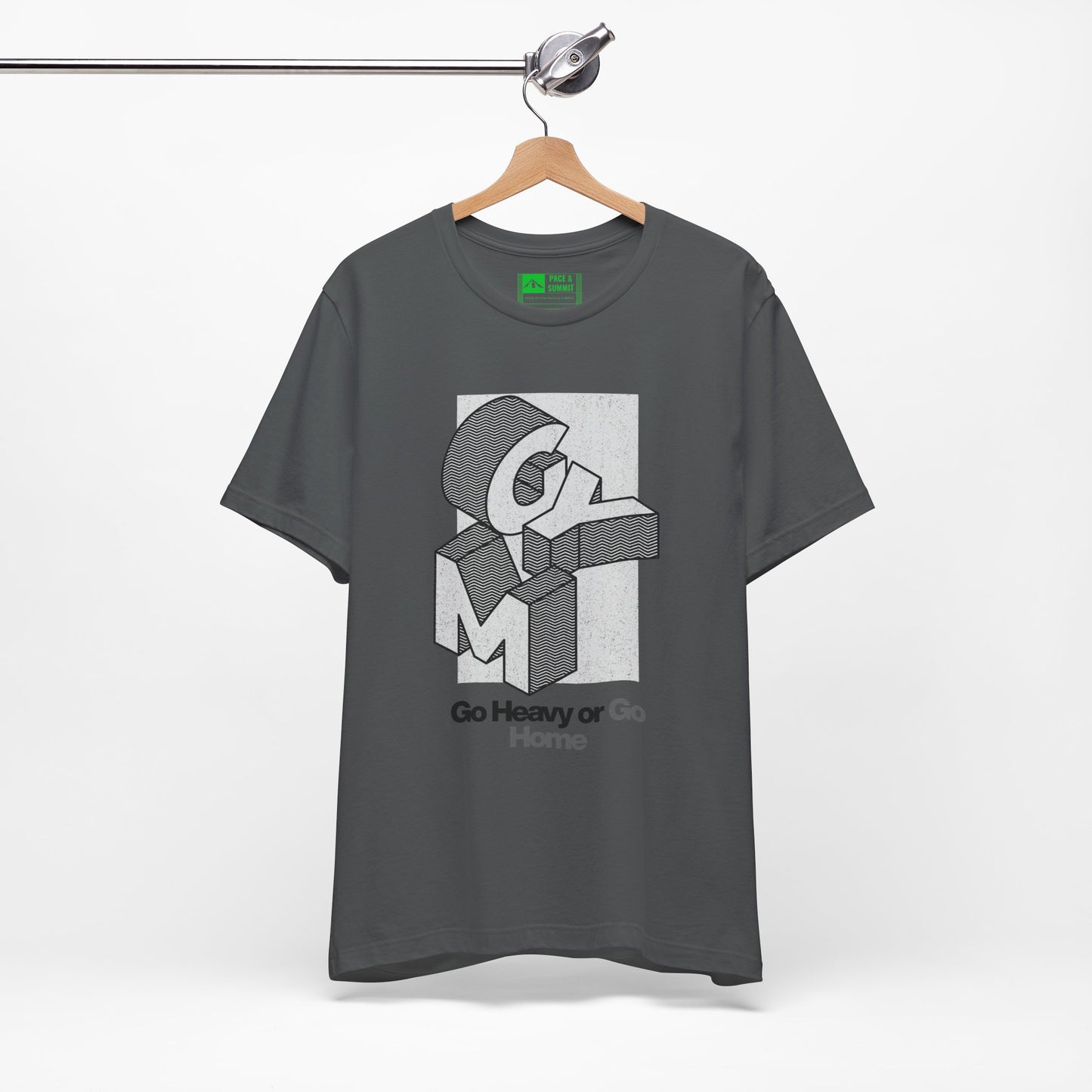Charcoal | 'Go Heavy' 3D Block Gym Culture Tee