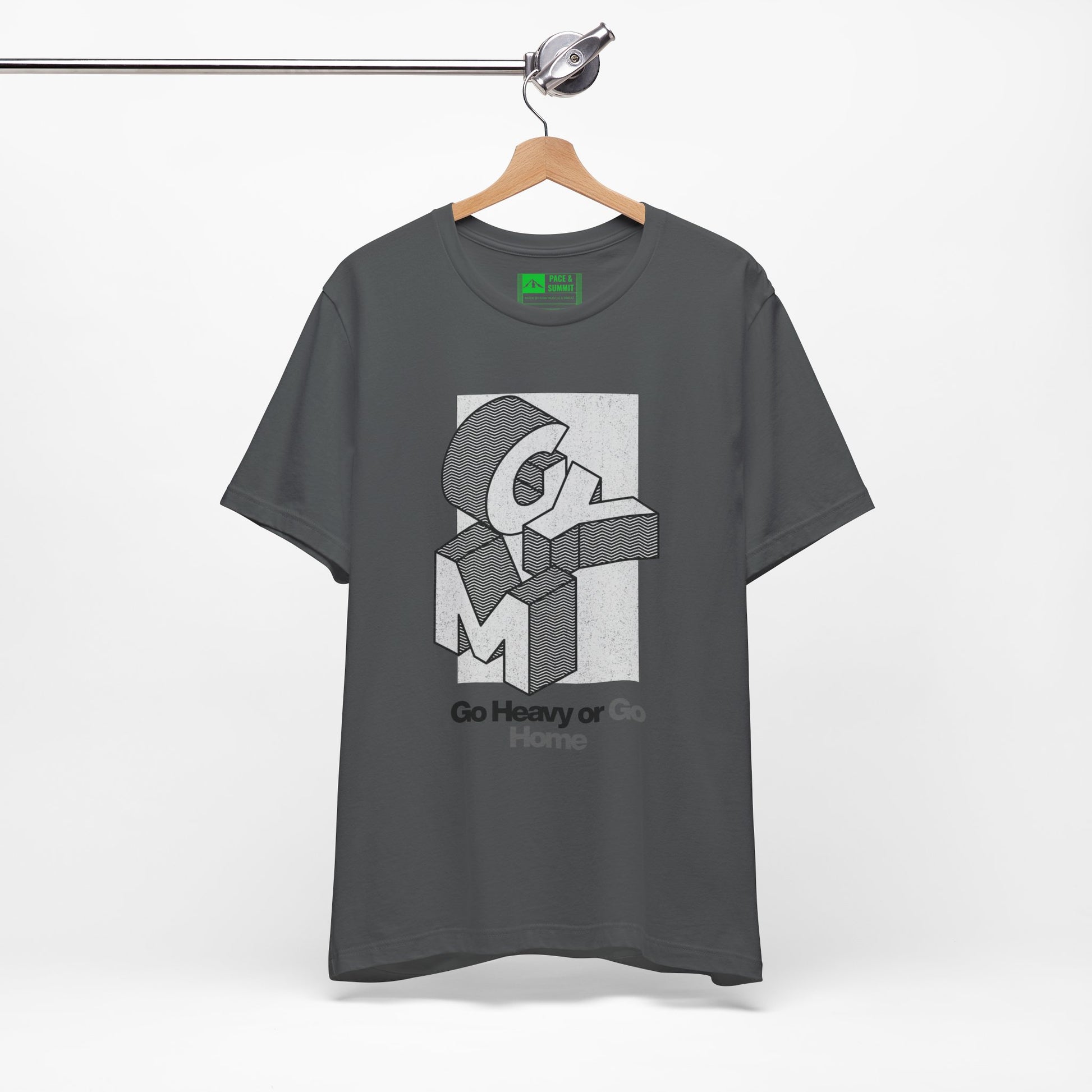 Charcoal | 'Go Heavy' 3D Block Gym Culture Tee