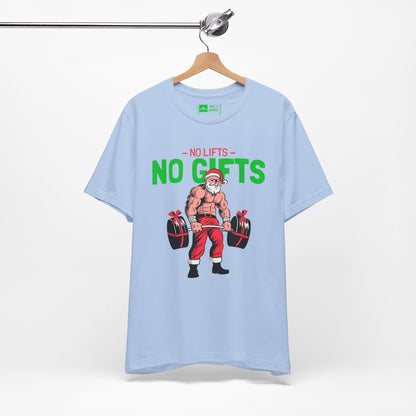 Tropical Blue | 'No Lifts No Gifts' Funny Muscle Santa Christmas Gym Tee