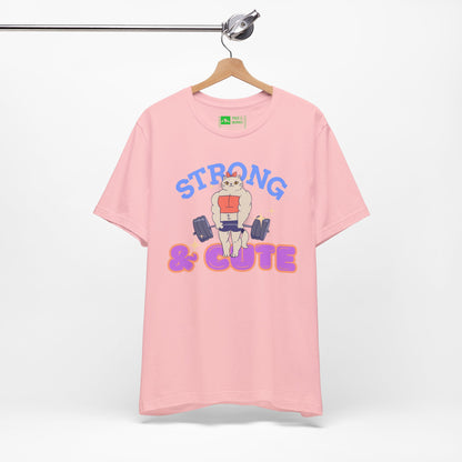 Pink | 'Strong & Cute' Weightlifting Graphic Gym T-Shirt