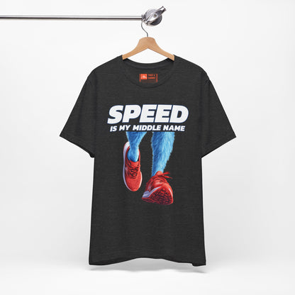 Dark Heather Gray | 'Speed Is My Middle Name' Funny Running Tee