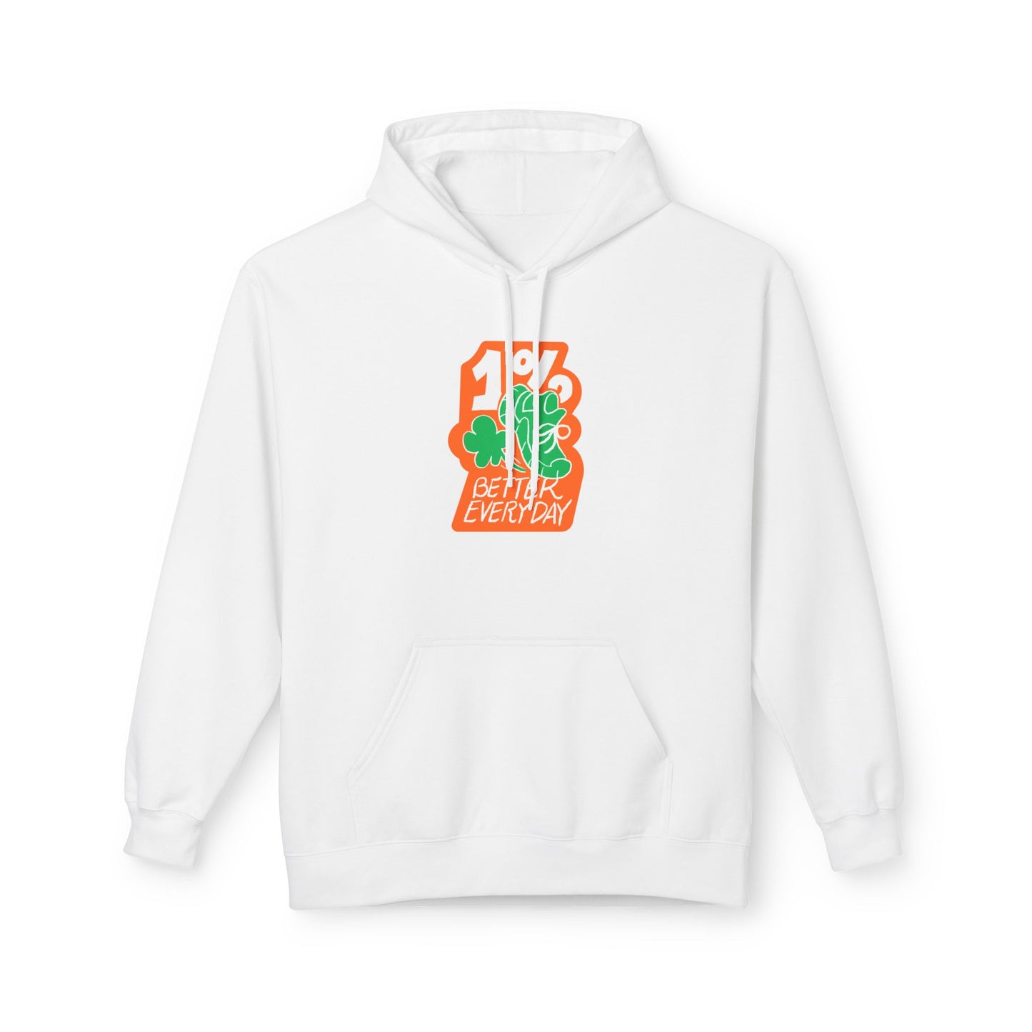 White | '1% Better' Ironic Performance Lifestyle Hoodie