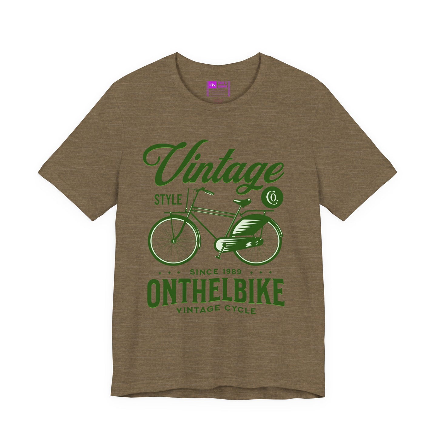Military Green | 'On The Bike' Vintage Style Retro Bicycle Tee
