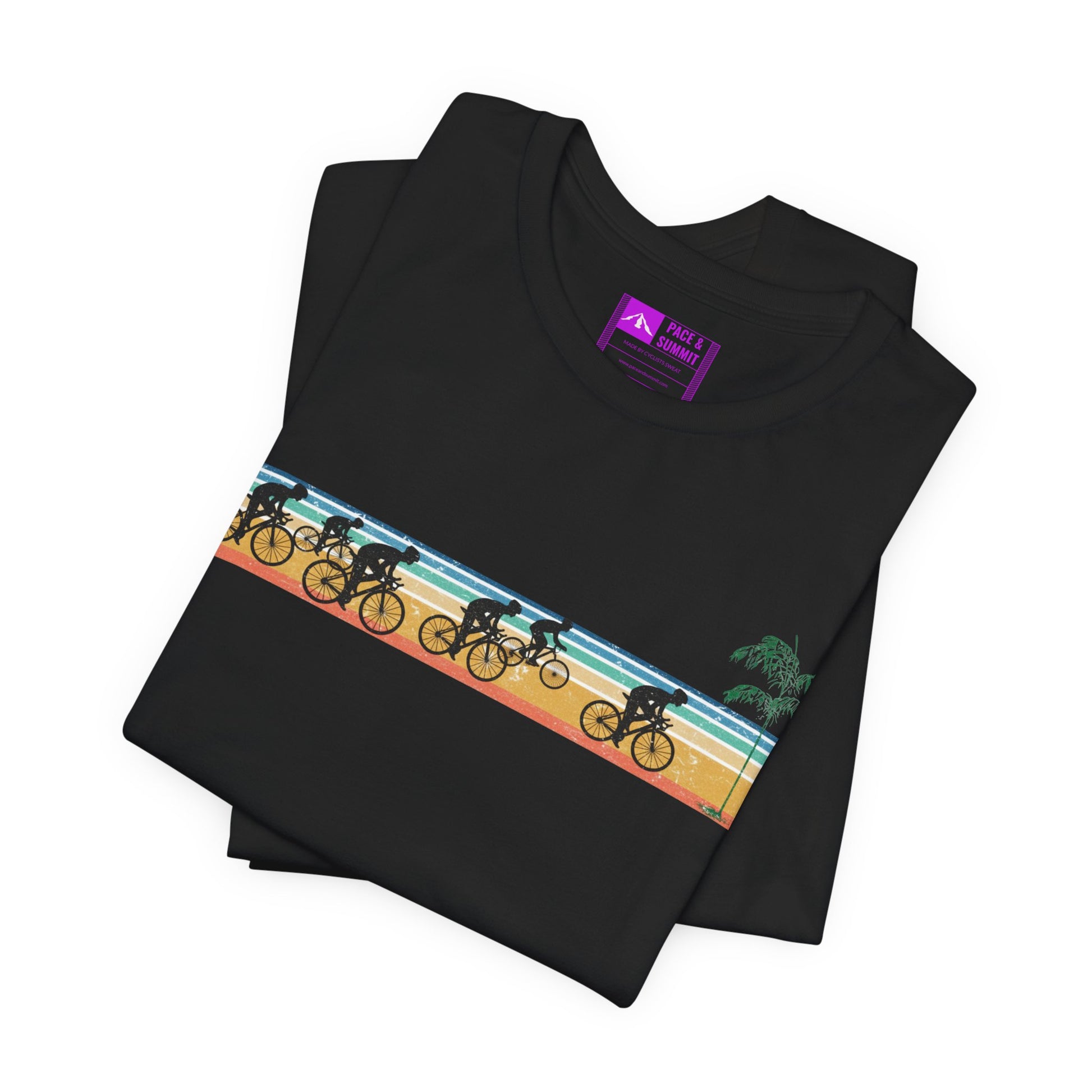 Black | 'Beach Ride' Retro Geometric Cycling Fashion Tee