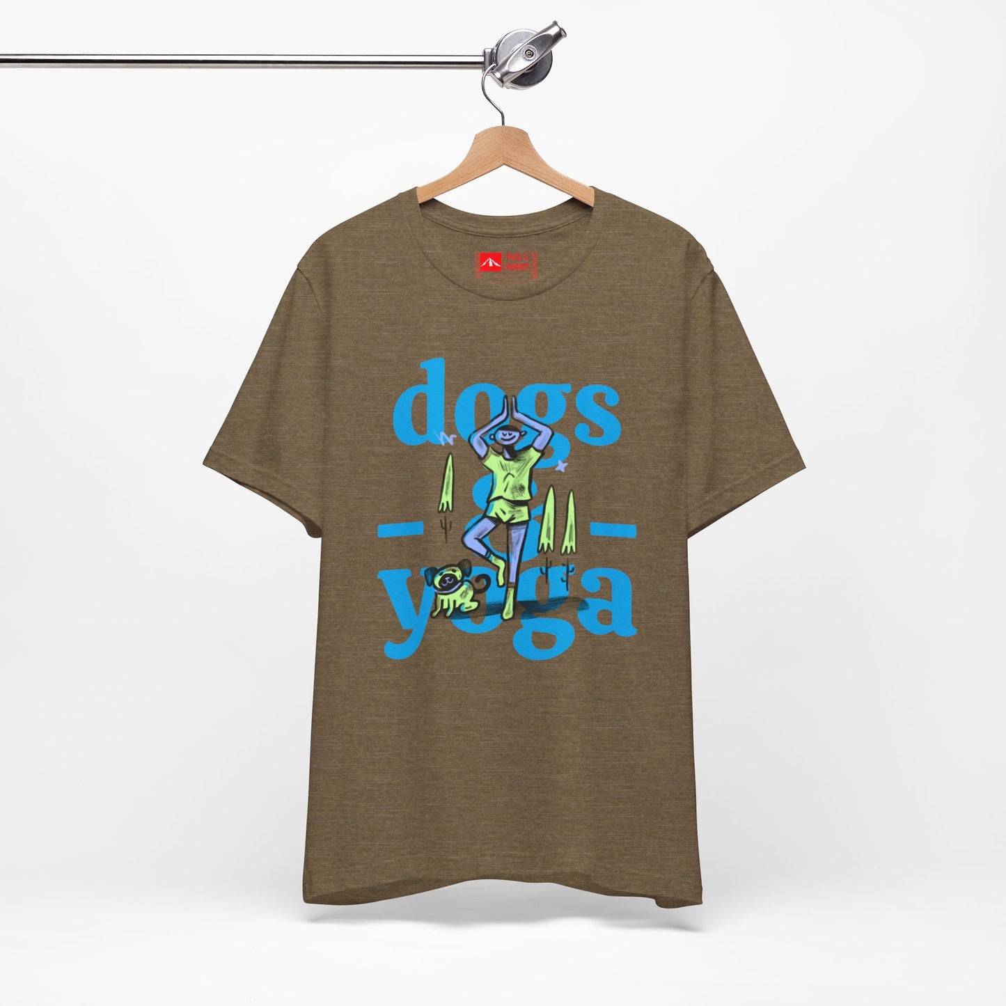 Military Green | 'Yoga Dogs' Ironic Fitness Lifestyle Fashion Tee