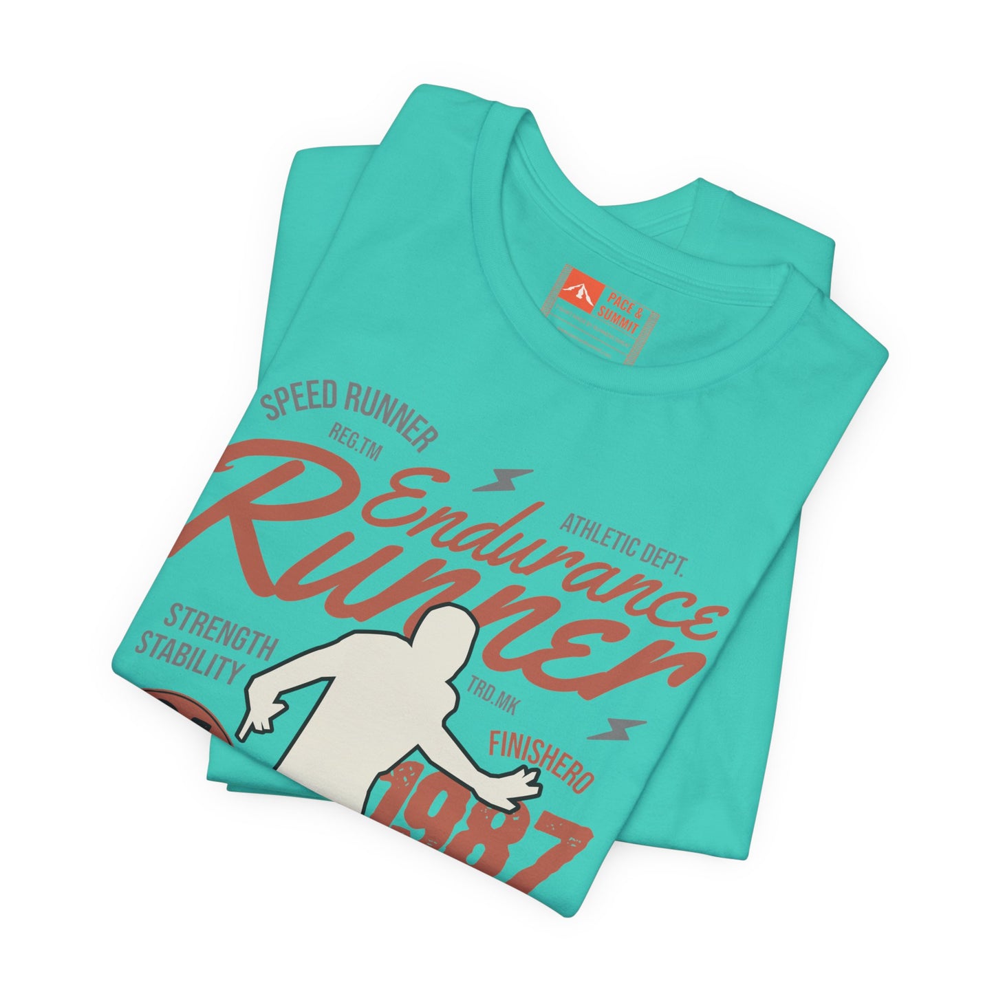 Teal | 'Endurance 1987' Vintage Marathon Runner Graphic Tee 