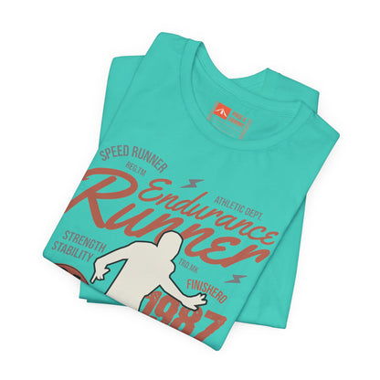 Teal | 'Endurance 1987' Vintage Marathon Runner Graphic Tee 