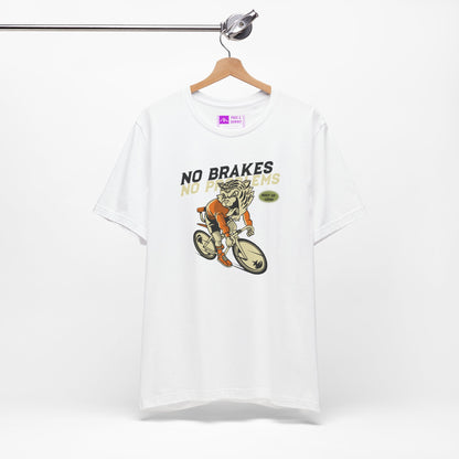 White | 'No Brakes No Problems' Bicycle Graphic Tee