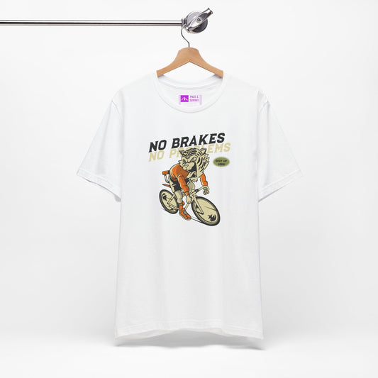 White | 'No Brakes No Problems' Bicycle Graphic Tee