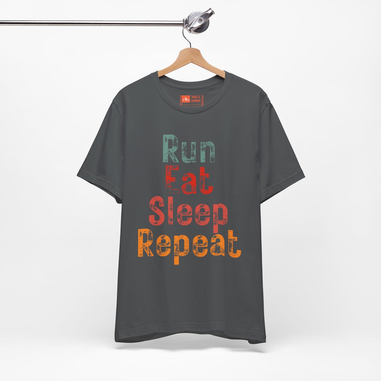Charcoal | 'Run Eat Sleep Repeat' Motivational Running Tee - Performance Athletic Shirt & Workout Gift