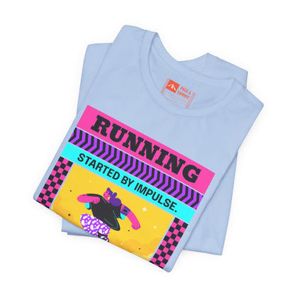 'Running Started by Impulse' Retro Neon Graphic Running Tee