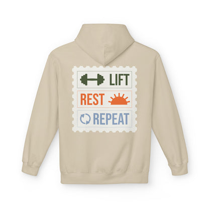 Sand | 'Lift Rest Repeat' Gym Motivation Fitness Hoodie