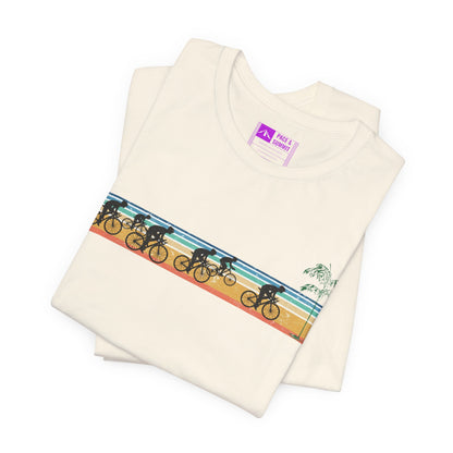 Natural | 'Beach Ride' Retro Geometric Cycling Fashion Tee
