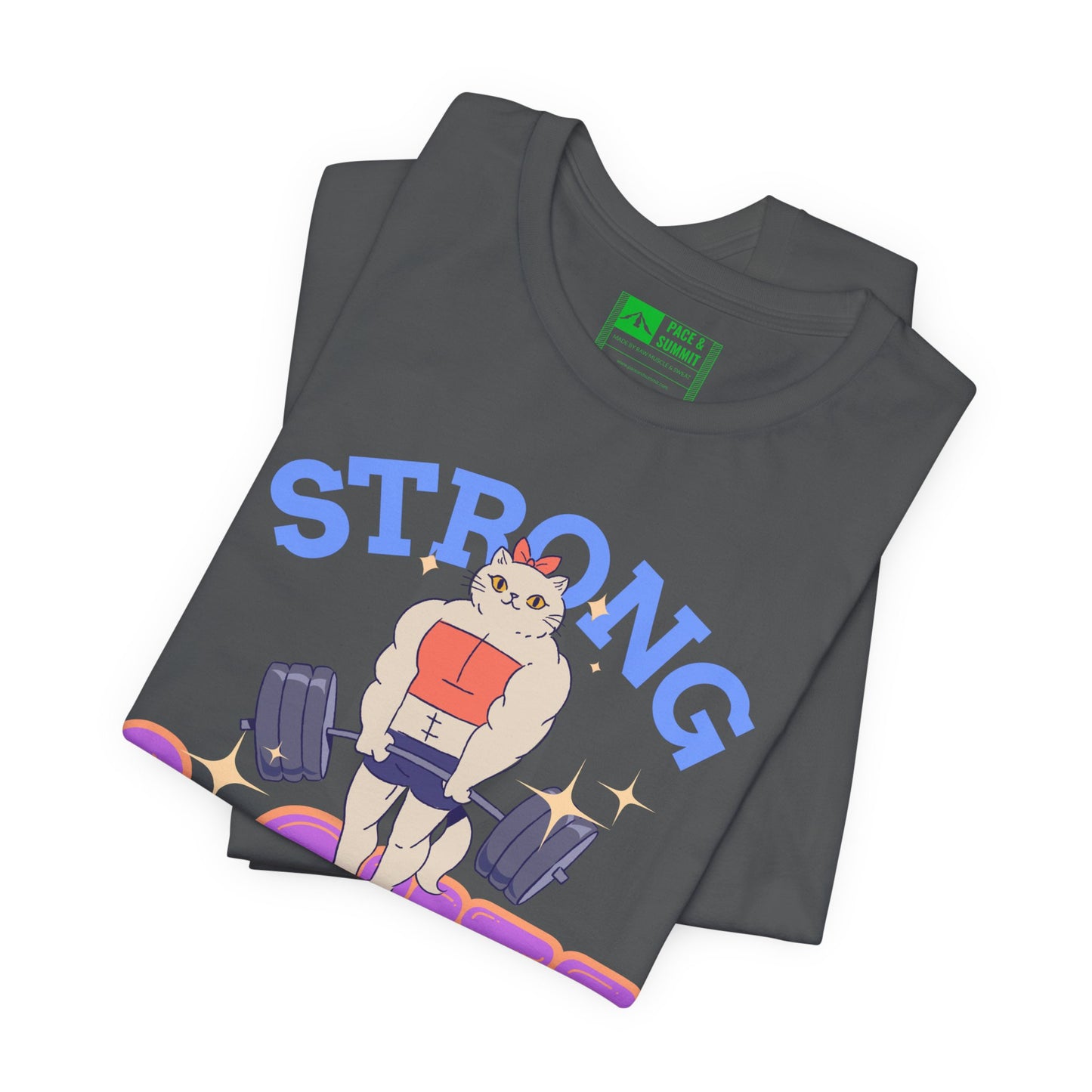 Charcoal | 'Strong & Cute' Weightlifting Graphic Gym T-Shirt