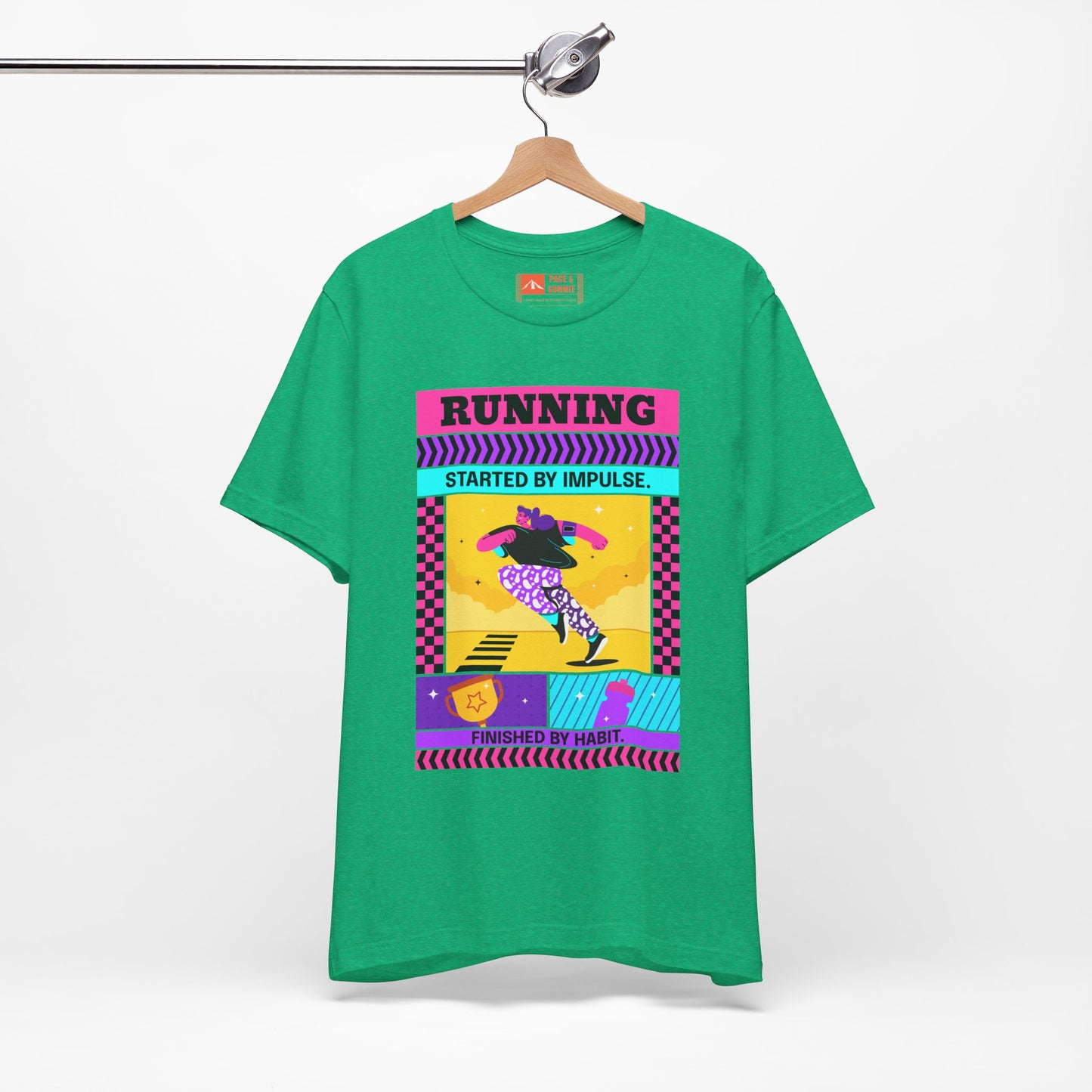 'Running Started by Impulse' Retro Neon Graphic Running Tee