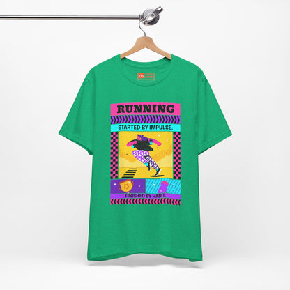 'Running Started by Impulse' Retro Neon Graphic Running Tee