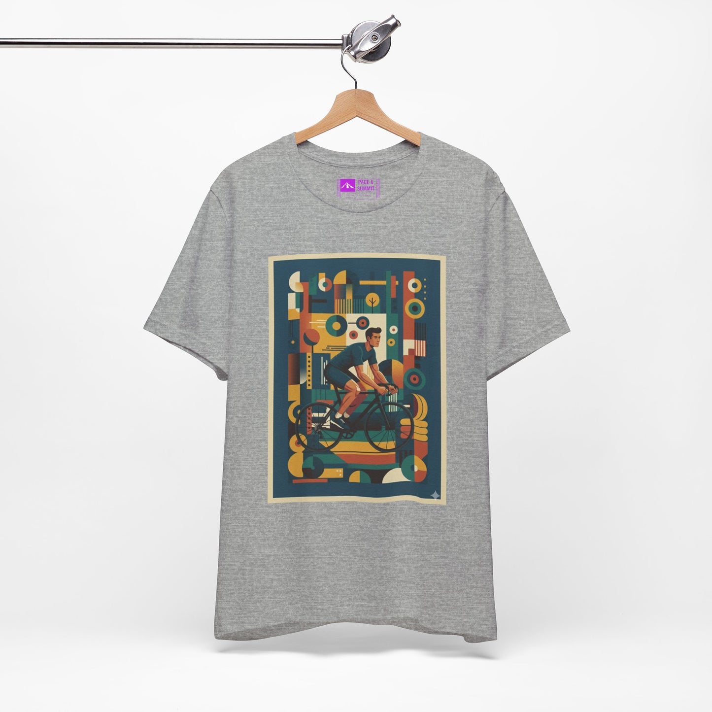 Gray | 'Geometric Bike' 70s Style Cycling Fashion Tee