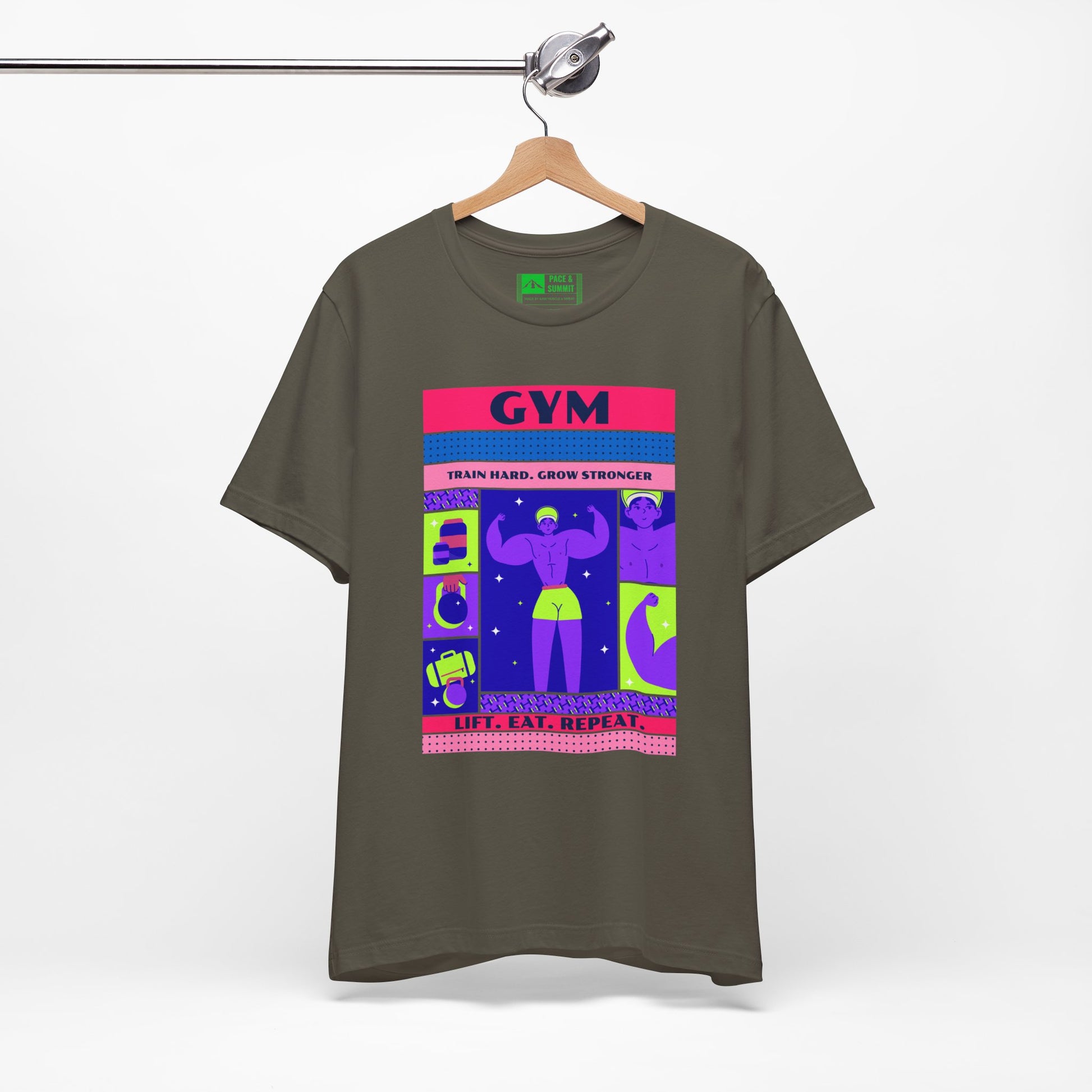 Military Green | 'Train Hard' Poster-Art Gym Culture Tee 