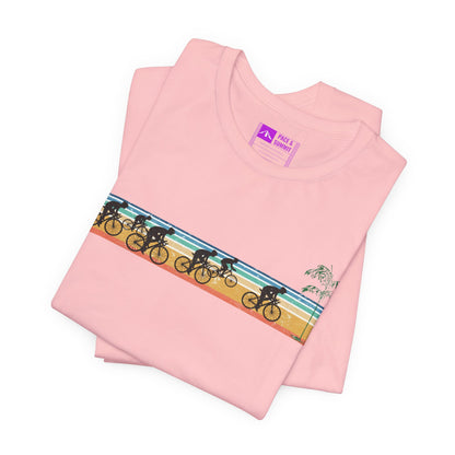 Pink | 'Beach Ride' Retro Geometric Cycling Fashion Tee