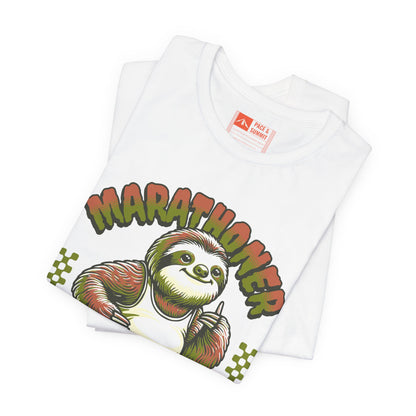 White | 'Marathoner Sloth' Funny Running Graphic Tee