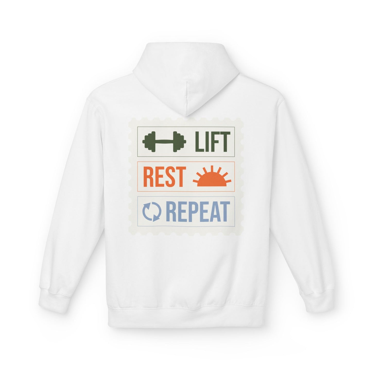 White | 'Lift Rest Repeat' Gym Motivation Fitness Hoodie