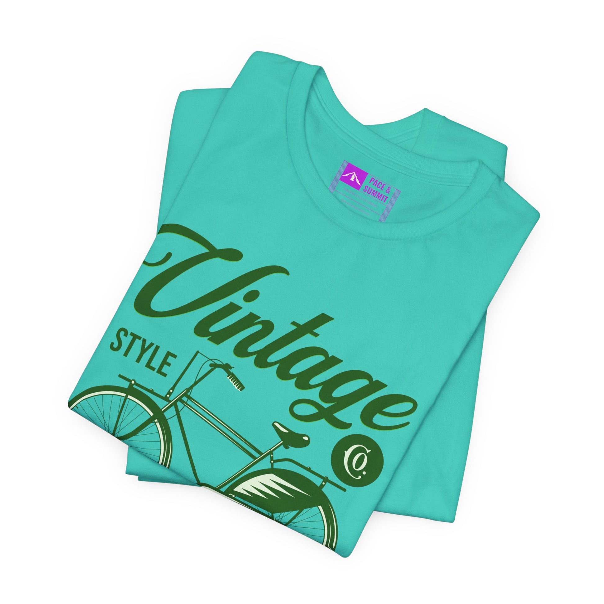 Teal | 'On The Bike' Vintage Style Retro Bicycle Tee
