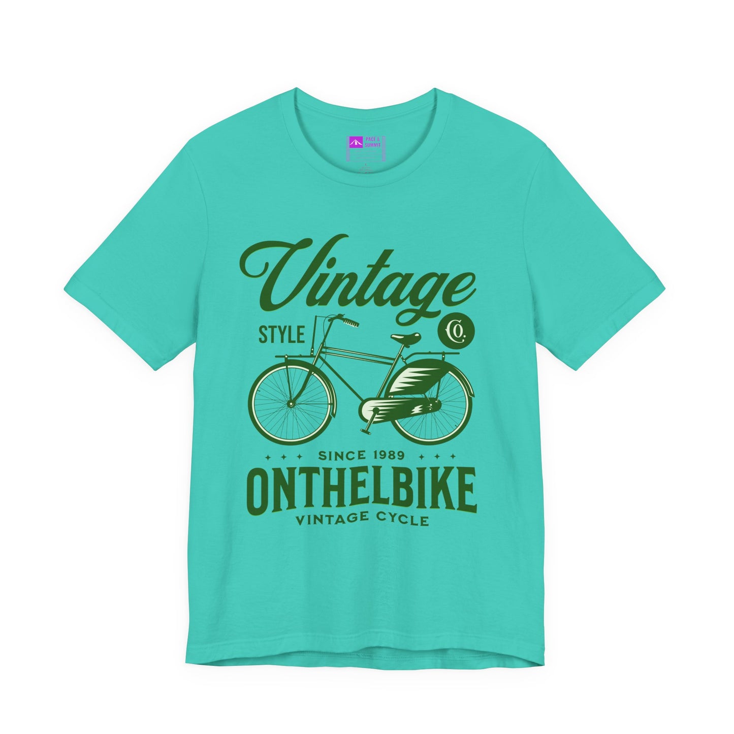 Teal | 'On The Bike' Vintage Style Retro Bicycle Tee