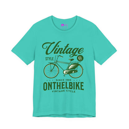 Teal | 'On The Bike' Vintage Style Retro Bicycle Tee
