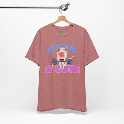 Rose Gold | 'Strong & Cute' Weightlifting Graphic Gym T-Shirt