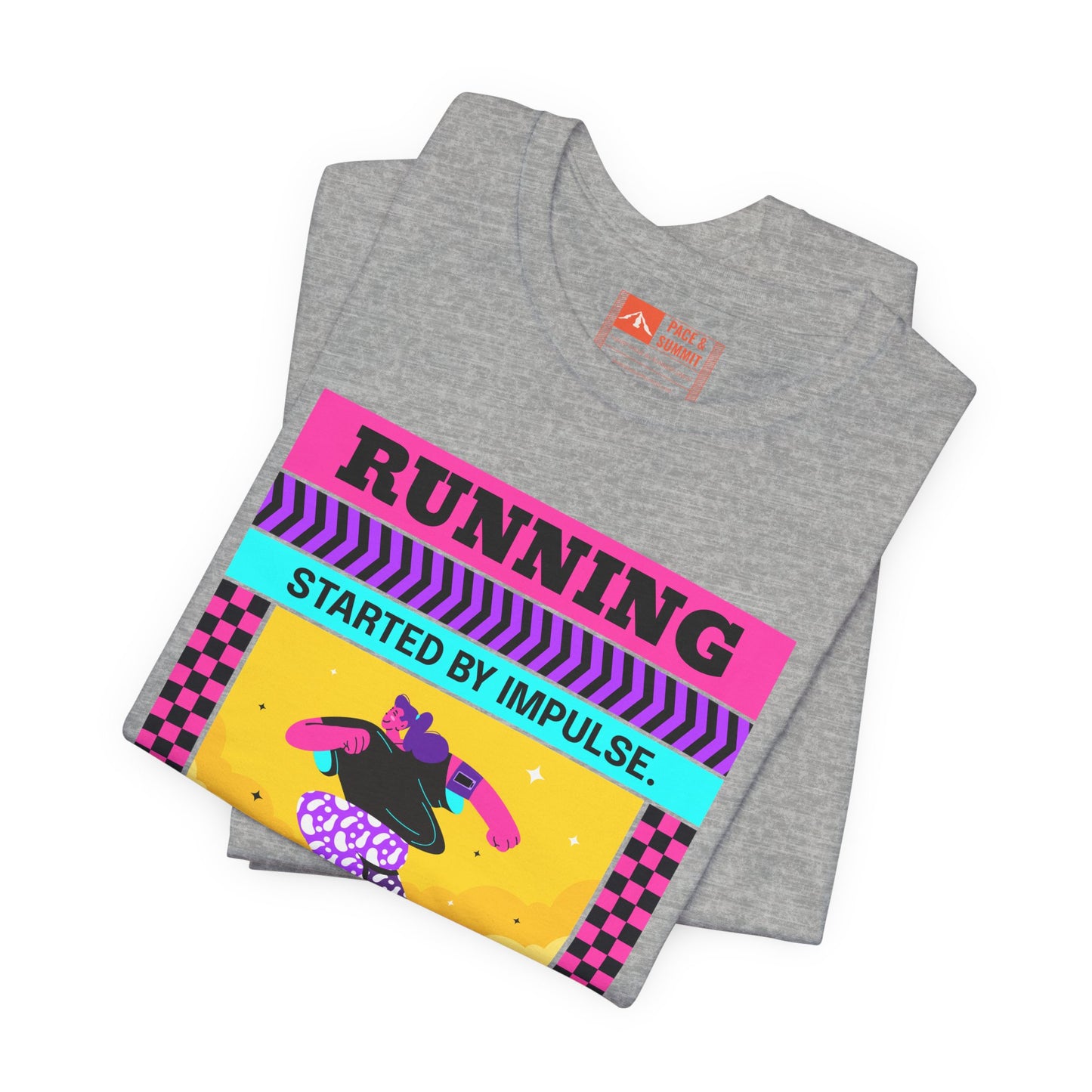 'Running Started by Impulse' Retro Neon Graphic Running Tee