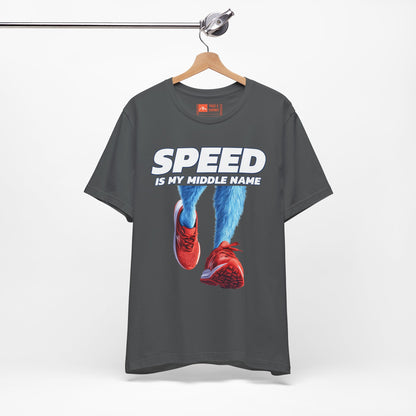 Charcoal | 'Speed Is My Middle Name' Funny Running Tee