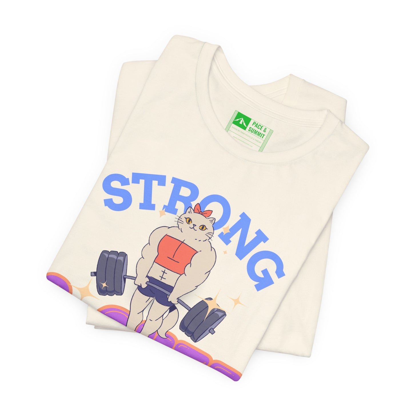 Natural | 'Strong & Cute' Weightlifting Graphic Gym T-Shirt