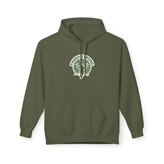 Military Green | 'Finish Strong' Laurel Emblem Collegiate Running Hoodie