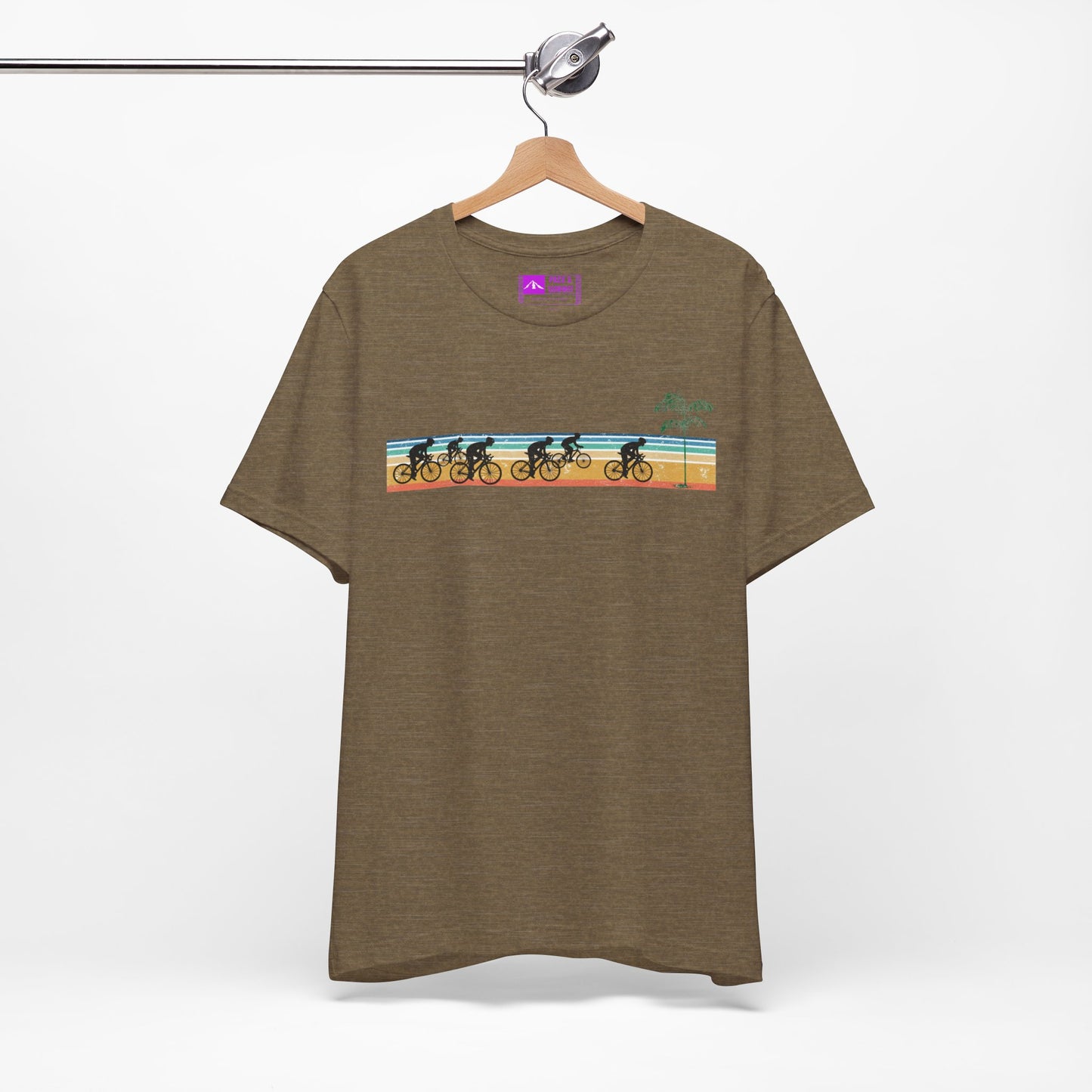 Military Green | 'Beach Ride' Retro Geometric Cycling Fashion Tee