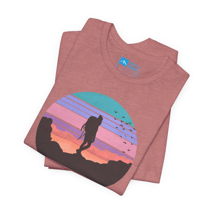 Rose Gold | 'Adventure Is Calling' Retro Hiker Graphic Fashion Tee