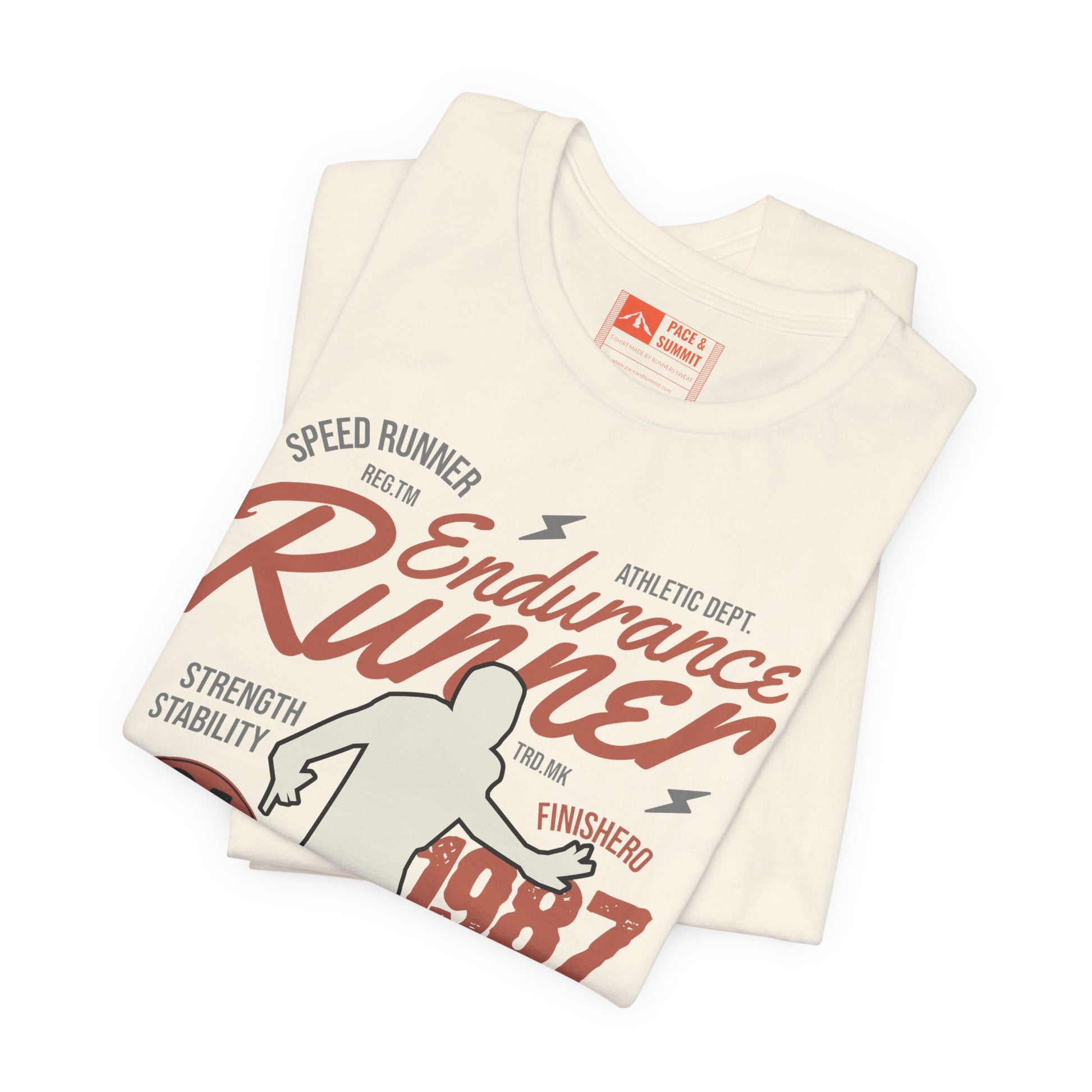 Natural | 'Endurance 1987' Vintage Marathon Runner Graphic Tee 